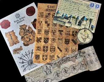 Medieval Bundle - Pen Pal Kit Mail Papers Vintage Style Letter Set Art Journal Kit Junk Journal