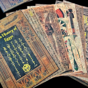 Oude-Egyptische gemengde media Ephemera-papierset en stickerset, junkjournalingbenodigdheden, ambachtelijke papierbenodigdheden