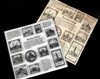 Sello transparente de ciudades antiguas - Scrapbooking Journal Collage Vintage