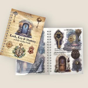 Lock & Key Sticker Book, Unlock Fantasy World of Locks and Keys, Vintage Style, 10 Pages for Journaling, Crafting, Scrapbooking