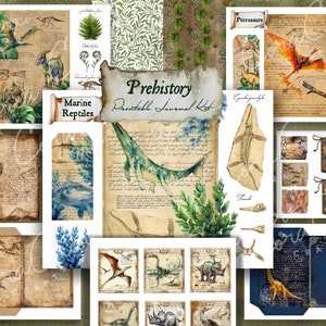 Dinosaurier Junk Journal Digital Kit - Vorgeschichte Set zum Selbstdrucken, Dekoratives Ephemera Pack Bundle für Kinder Papierhandwerk, Dekorative Kunst