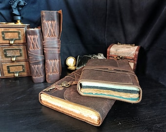 Exclusivo diario vintage de cuero de búfalo hecho a mano, 2 tamaños disponibles, diario basura, diario de arte, cuaderno de cuero