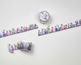 Cinta washi recortable de pociones para scrapbooking, diario, manifestaciones y manualidades, diseños de brujas