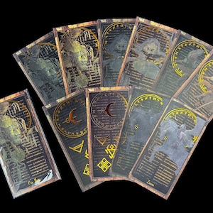 Slavic Mythology Themed Gold Foiled Vellum Papers and Journaling Cards Featuring Baba Yaga, Pea Hag, Zmora, and More, Vintage Style