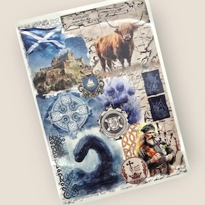 Scotland Watercolor Transfer Sticker, Crafting, Journaling, Scrapbooking with Landscapes and Imagery from Scotland Highlands