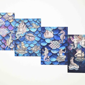 Pacote de itens efêmeros Sea Wonders com 4 estilos - Lindos papéis de oceano e sereia com recortes de navios, sereias e vida marinha para registro em diário e artesanato