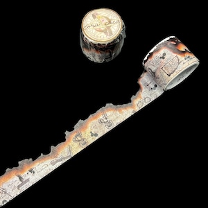 Vintage decoratieve ambachtelijke washitape voor ongewenste tijdschriften en plakboeken met manuscriptpapier met verbrande randen, vlam-, vuureffect