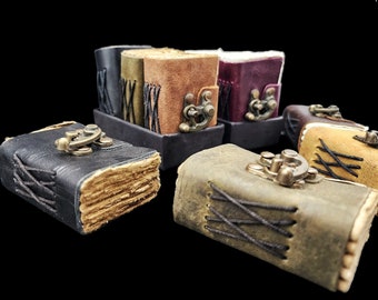 Vintage Handmade Leather Mini Journals, Mini Pocket Journals Available in Burgundy, Brown and Camel, Grimoire Antique Design, Craft Notebook