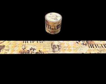 Vintage Phantom of the Opera Inspired Decorative Washi Tape with Sheet Music, Notes and Skulls