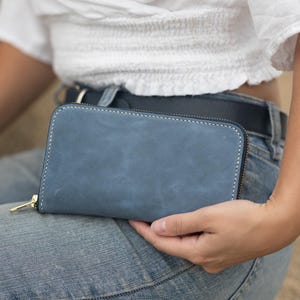 Cartera de piel con cremallera, regalo para ella, bolsa para accesorios, cartera de diseño clásico, un compartimento, cartera larga para mujer