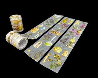 Magical Alchemy Decorative PET Transparent Washi Tape for Junk Journaling, Paper Crafts, Bullet Journaling, Notebooks, Fantasy Washi Tape