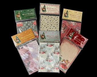 Christmas Paper Packs - 6 styles - Pen Pal Kit Mail Papers Vintage Style Letter Set Art Journal Kit Junk Journal