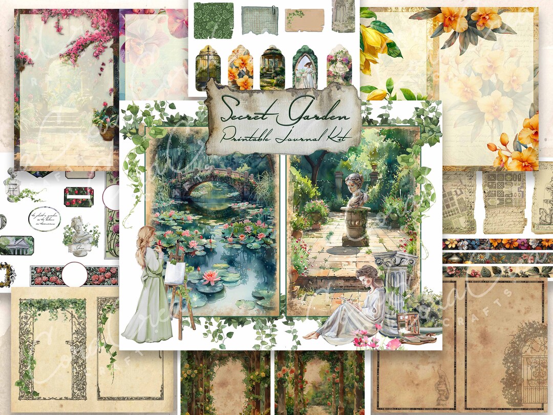 Secret Garden Junk Journal Digital Kit Victorian Set Printable Pages ...