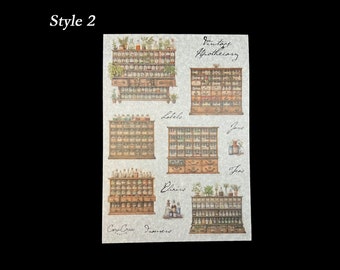 Vintage Apothecary Sticker Sheets (Set of 2) Scrapbooking Stationery Journal