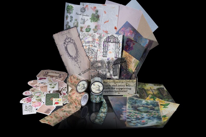 May Monthly Subscription Junk Journaling Supply Kit, Vintage Mixed Media Craft Supplies Mystery Box image 3