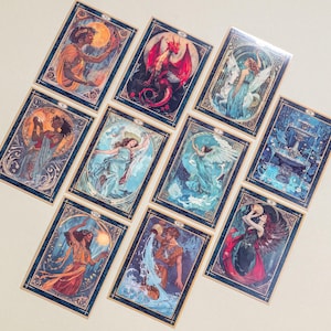 Magische Elemente Karten Natur Tarot Scrapbook Papier Kit, Doppelseitige Karte, Elementale Natur Junk Journal, Bastelbedarf Papier 10er Set