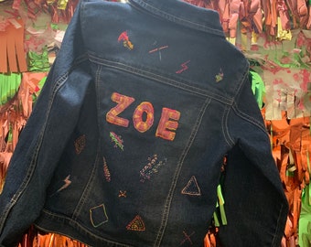 Personalised embroidered denim jacket