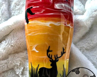Sunrise Hunting Tumbler, Custom Mens Design Geese Deer Season, Resin Epoxy  Tumbler Cup Travel Coffee Wine Kids Water Bottle 