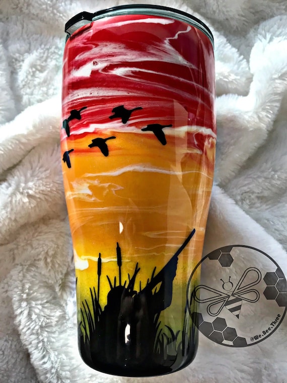 Sunrise Hunting Tumbler, Custom Mens Design Geese Deer Season, Resin Epoxy Tumbler  Cup Travel Coffee Wine Kids Water Bottle 