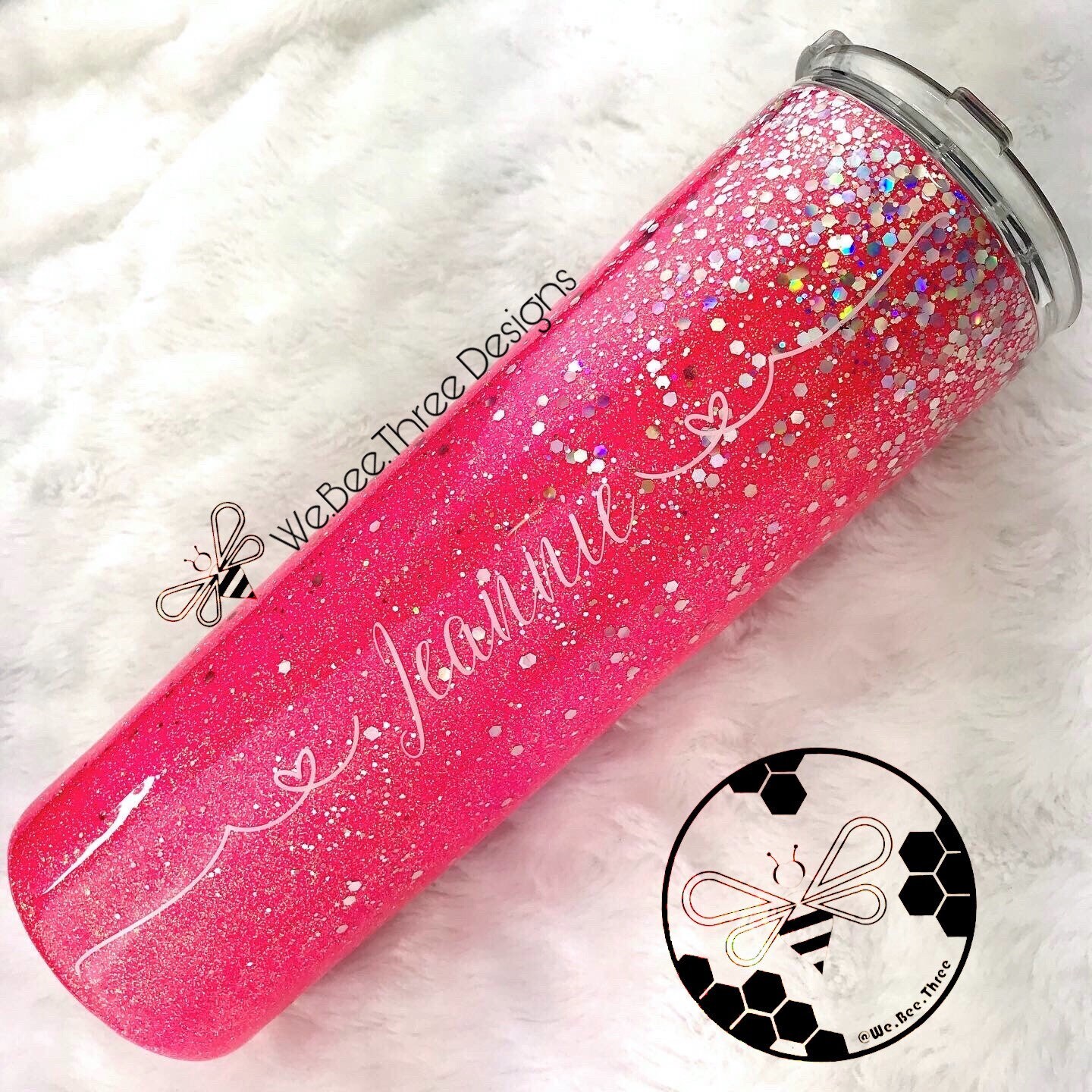 Hot Pink Glitter Tumbler Customizable Resin Epoxy Tumbler Etsy
