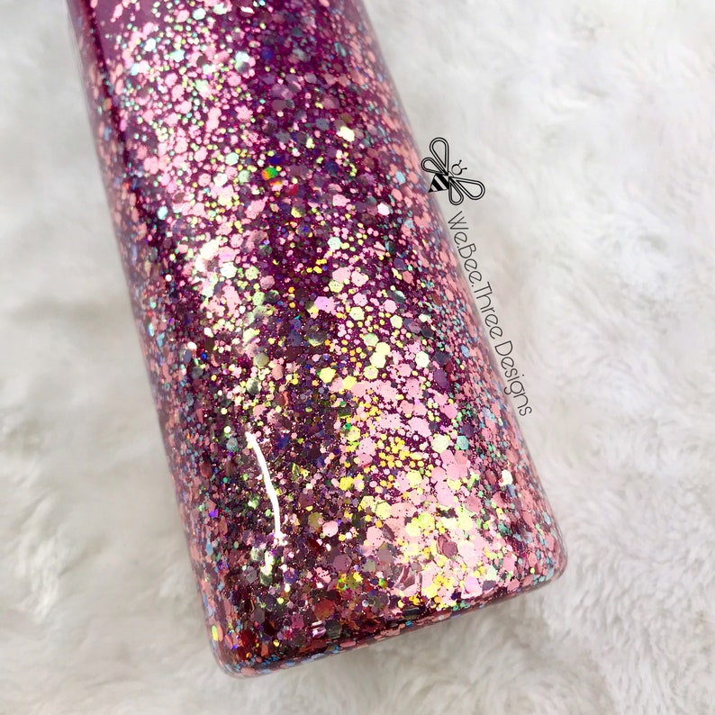 Plum Rose Gold Glitter Tumbler Customizable Purple Pink | Etsy