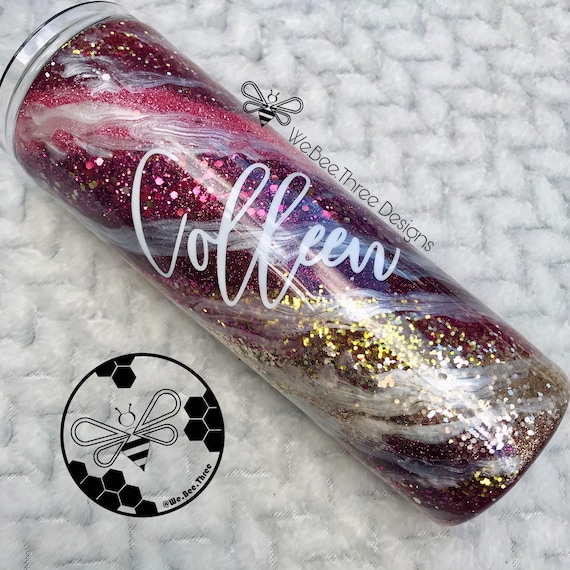 Gold, Blush, Maroon Milky Way Glitter Tumbler Customizable, Glitter Swirl  Epoxy Resin Water Bottle, Wine Tumbler, Mug 