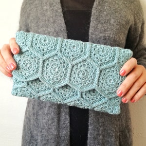Crochet clutch pdf pattern, pdf crochet handbag, evening bag pattern, crochet pdf pattern bag, hexagon clutch pdf crochet pattern