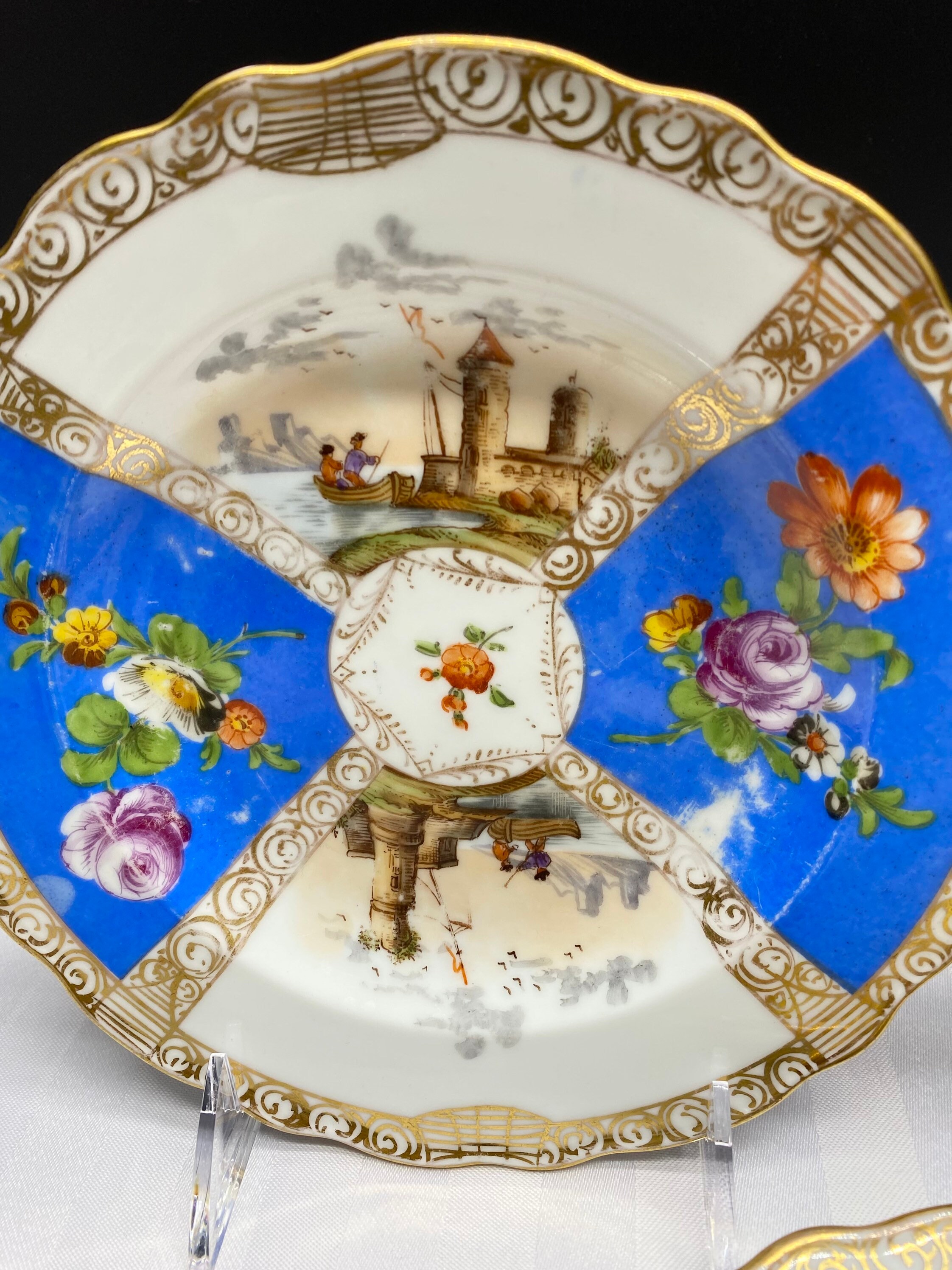 Antique German Porcelain Side Plates Set of 5 German Etsy
