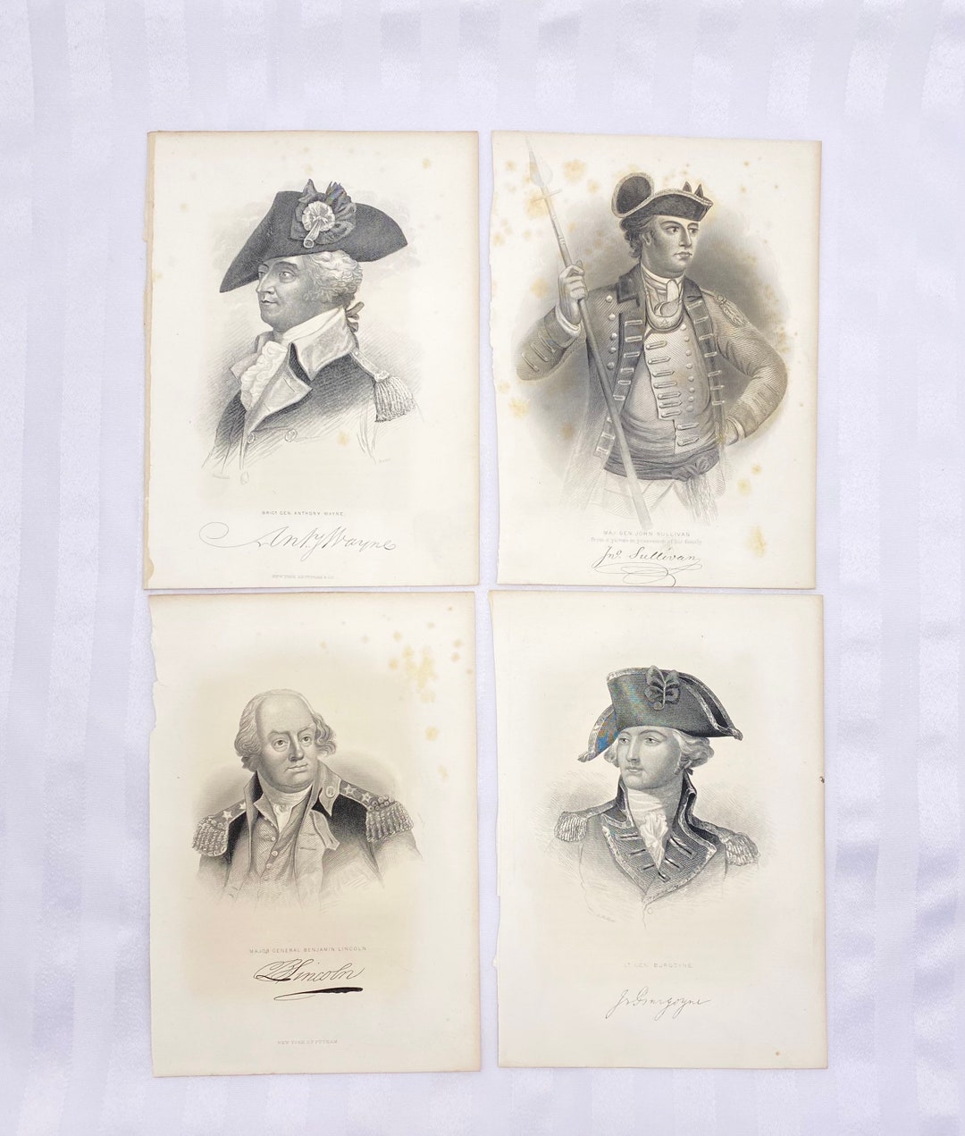 Portraits of Revolutionary War Military Leaders Antique Book Prints - Anthony Wayne - John ...