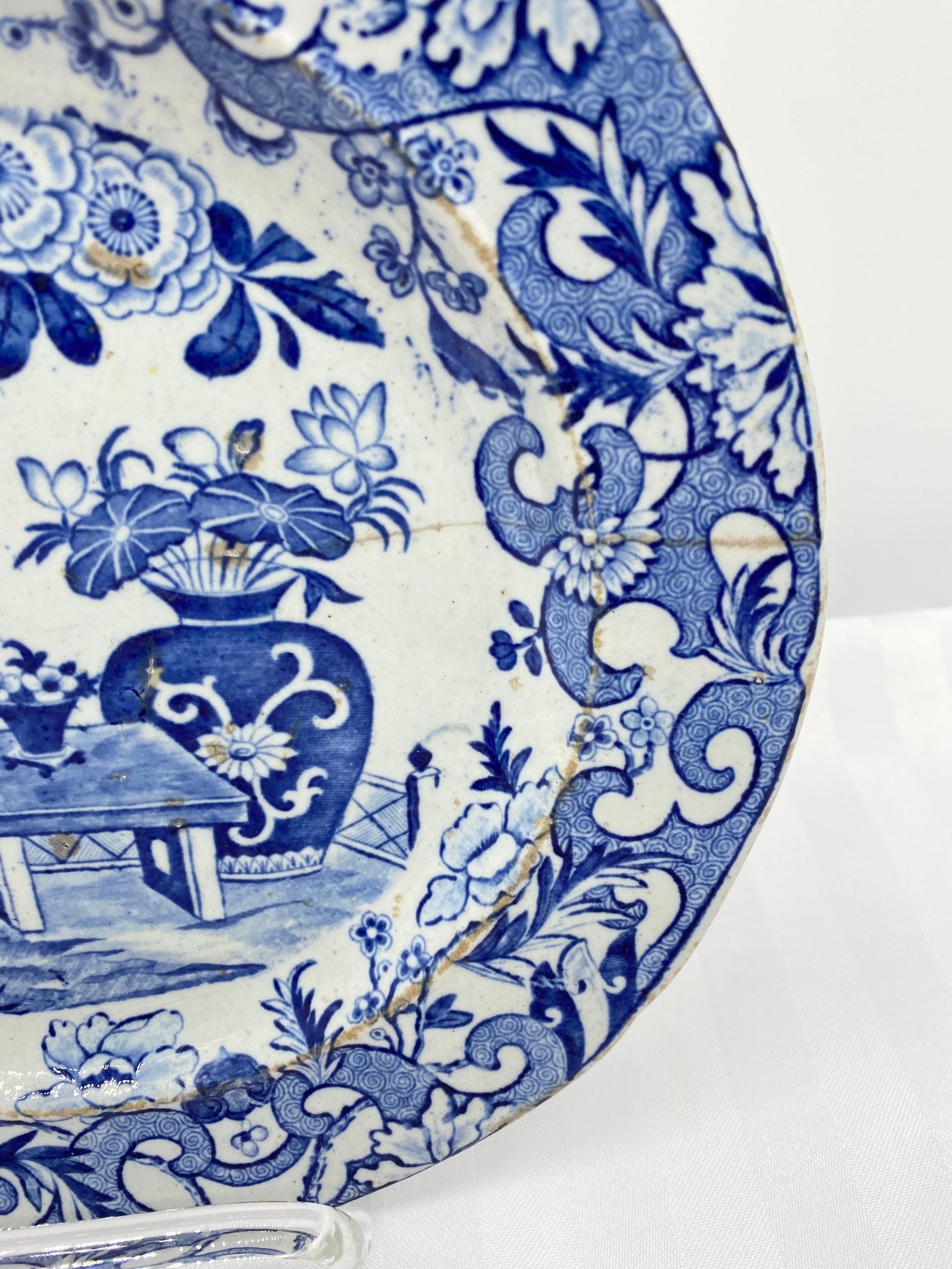 Antique Blue and White Dinner Plate Made by Masons Ironstone Etsy