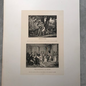 Spring-Time by P. Prudhon and The Romance A La Mode by Jules Worms Photogravure Engraving 1881 Victorian Wall Art Print image 4