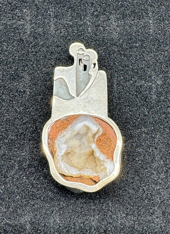 Sterling Silver and Geode Jewelry Pendant - Large 