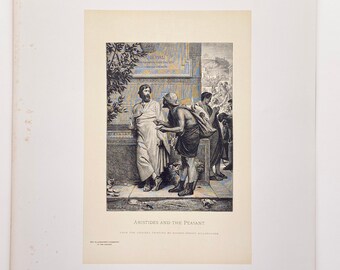 Aristides and the Peasant by Eugene Ernest Hillemacher - Photogravure Engraving from Masterpieces of French Art - 1881 Victorian Art Print