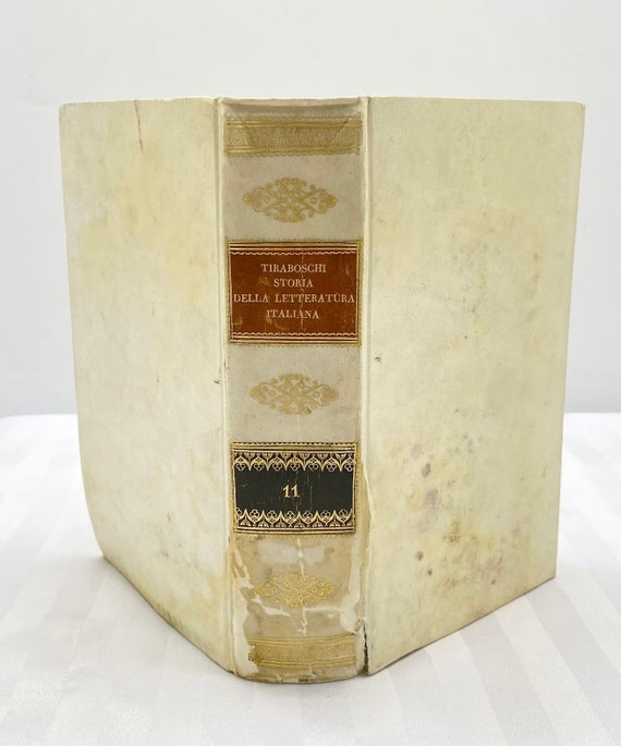 Storia Della Letteratura Italiana di Girolamo Tiraboschi Vellum Bound  Volume in Italian - Published 1824 - Antique Book