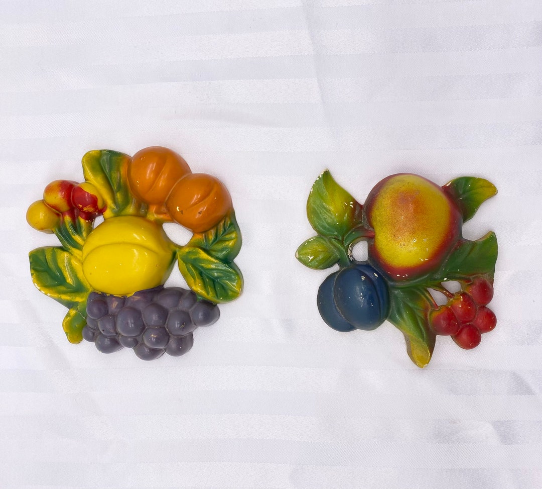 1950s Plaster Fruit Wall Hangings Set of 2 Plaster Grapes Etsy