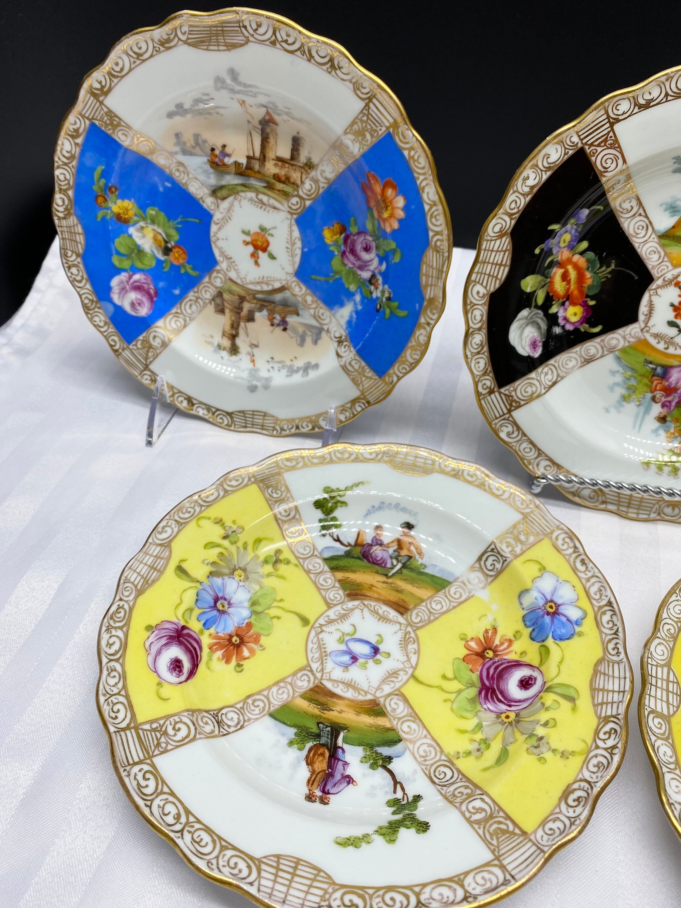 Antique German Porcelain Side Plates Set of 5 German Etsy