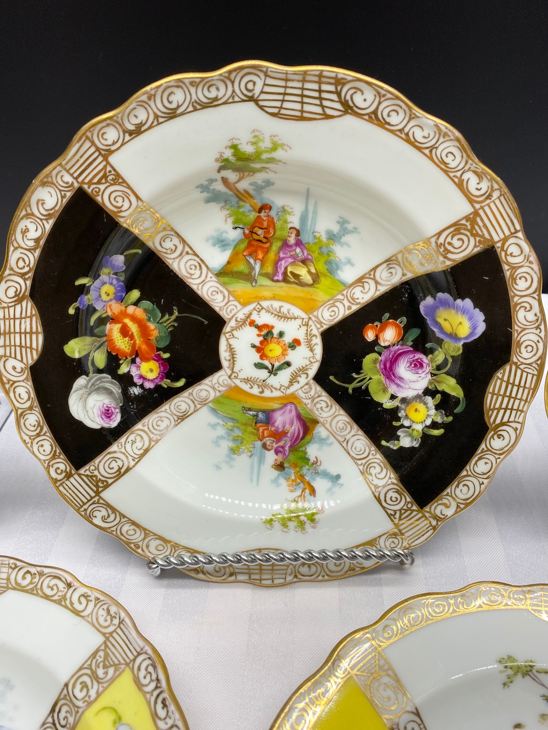 Antique German Porcelain Side Plates Set of 5 German Etsy