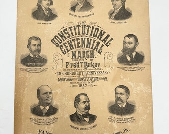 Constitutional Centennial March by Fred T. Baker - Patriotic Sheet Music From 1887