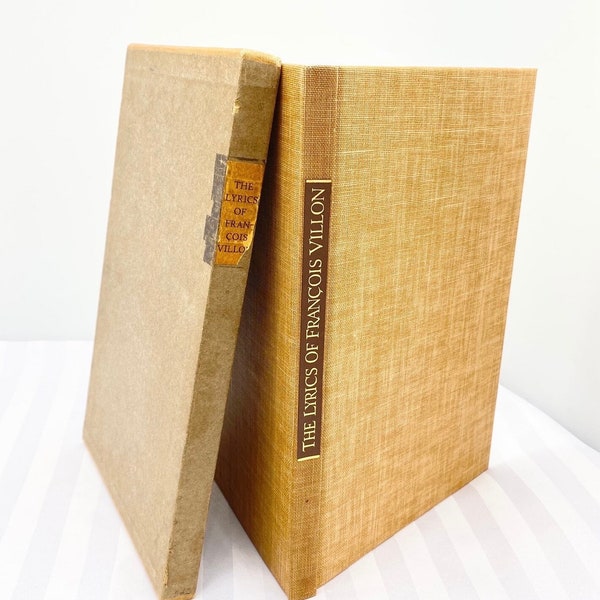 The Lyrics of Francois Villon - Vintage Hardcover Book with Slipcase - Limited Editions Club 1933 - Woodcut Illustrated - Howard Simon