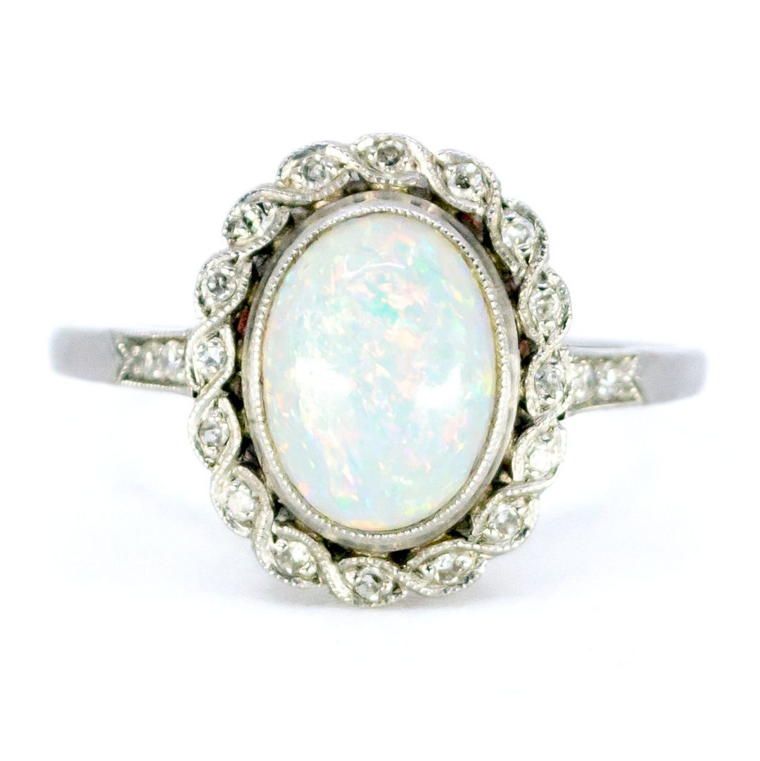 Opal Diamond Platinum Ring 5611-4755 - Etsy