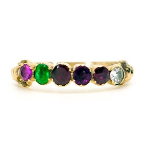 Anillo de oro de 10k con amatista, diamante, esmeralda, granate y rubí (multigema) 10806-6711