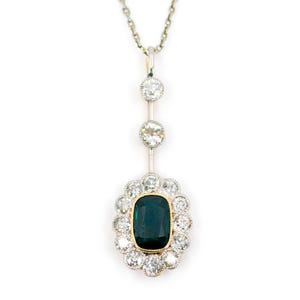 Diamant-Saphir- 14k Platin Cluster-Anhänger 12237-7379