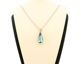 Aquamarine platinum 18k solitaire pendant 1725-4443