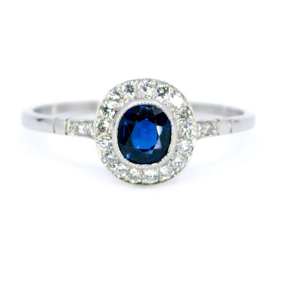 Diamond Sapphire Platinum Ring 2296 | Etsy