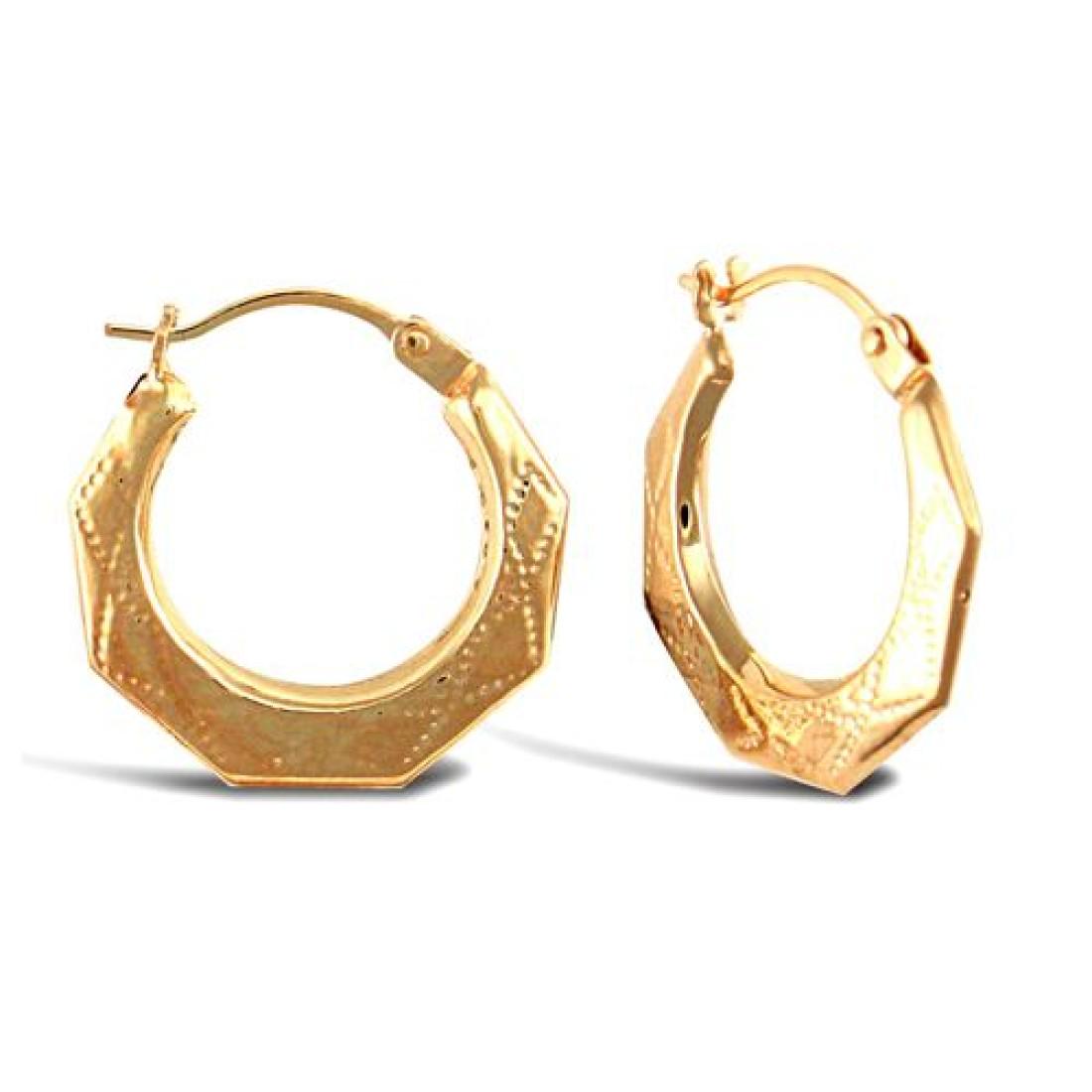 14 Karat Gelbgold Diamantschliff Sand Oberfläche Ohrringe Fancy