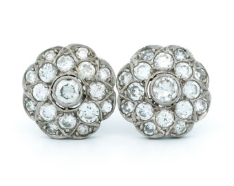 Diamond platinum cluster earrings 26-0481