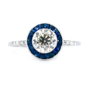 Diamond sapphire platinum halo ring 5831-1833