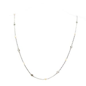 Diamond pearl platinum &quot;station&quot; necklace 9984-6211