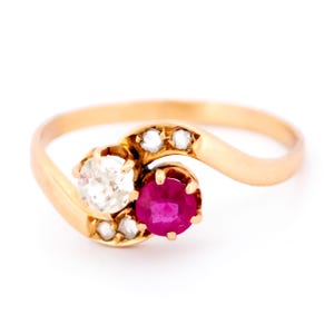 Diamond ruby 14k crossover ring 8589-2066