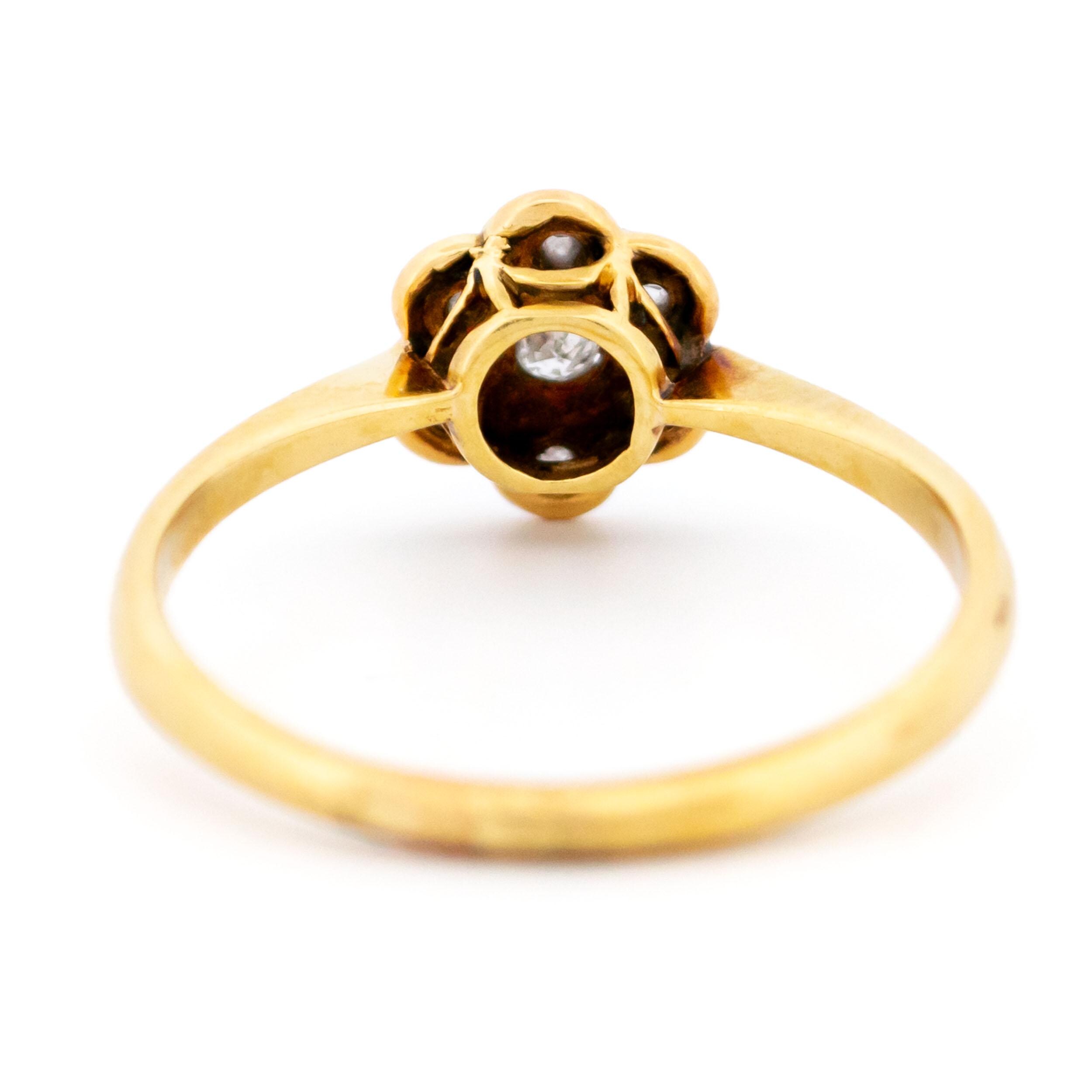 ダイヤモンド 18K プラチナ フローラル クラスター リング 10779-6685